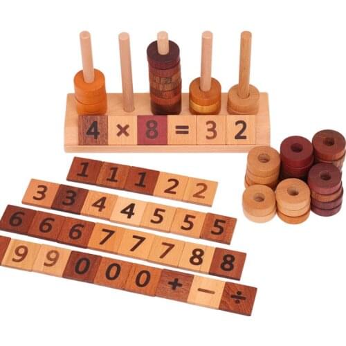 Montessori Teaching Aids Beaded Puzzle Wooden Toys Childrens Digital Beaded Cognitive toy Math Teaching Aids Brain Game