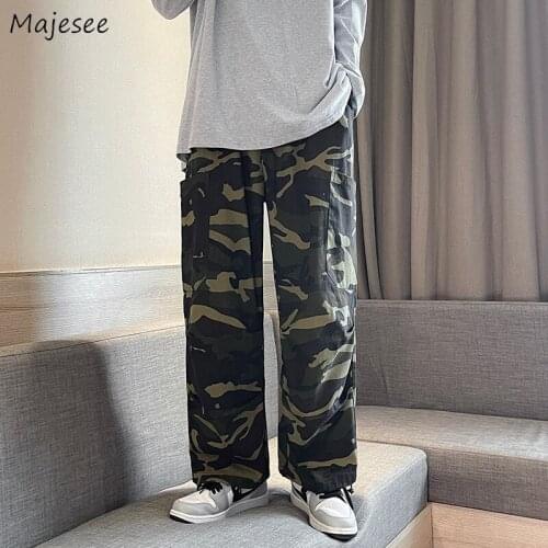 Men Camouflage Pants Loose Hip Hop Straight Fashion Teenagers Casual Bundle Large Size S-3XL All-match Males Trousers Daily Chic