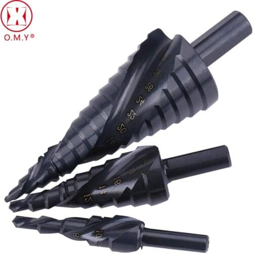 OMY 3PCS/SET HSS Cobalt Step Stepped Drill Bits Set High Spiral Nitrogen For Metal Cone Triangle Shank Hole Tools Woodworking