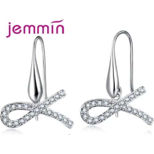 New Fashion Unique Symbol Micro Inlay White Crystal for Women 925 Sterling Silver Graceful Jewelry Earrings Hooks 5 Pair