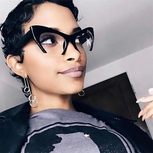 Black Cat Eye Spectacle Frame Transparent Glasses Luxury Brand Half Frame Sun Glasses Clear Lens Retro Vintage Myopia Nerd Glass