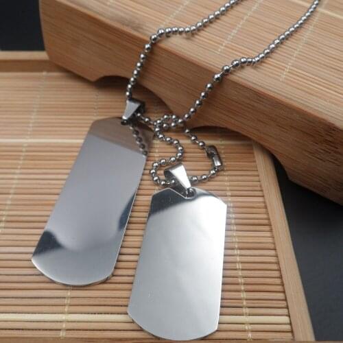 Lot of 5 set in bulk Stainless steel simple Dog Tag Pendant Chain Necklace 24'' for women men