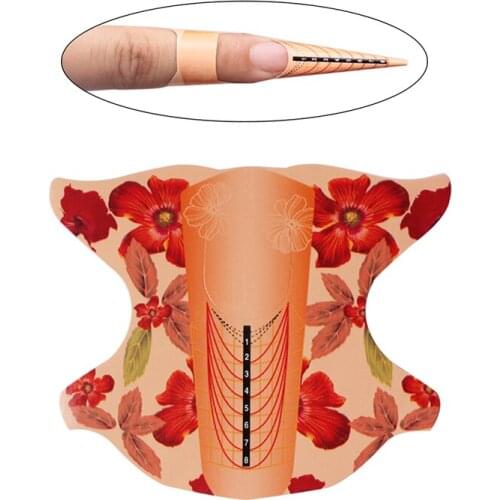 Finger Angel 50/100/500PCS Nail Form Sticker Tips Orange Paper Nail Art Guide Gel UV Extension French Manicure DIY Tool#FJH07