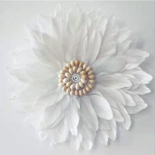 Goose Feather Crafts Wall Hanging Feather Paste Tapestry Decorative Mirror Boho Decor Witchcraft Party Home Decoration Accessory