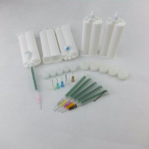 EMPTY Unfilled 2-part Epoxy 50ml Ratio 2:1 Barrel with Quadro Static Mixers 5.3-16 & various Needle Tips