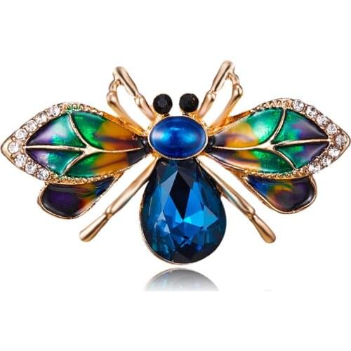 RINHOO Bird Brooches Gift Big Crystal Beetle Brooch Pin Enamel Alloy Clothes Scarf Badge Pins for Women Men Party Jewelry