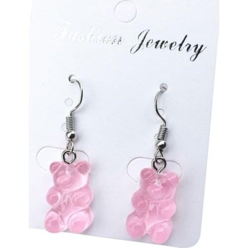 CPDD 1 Pair Creative Cute Mini Gummy Bear Earrings Minimalism Cartoon Design Female Ear Hooks Danglers Jewelry Gift