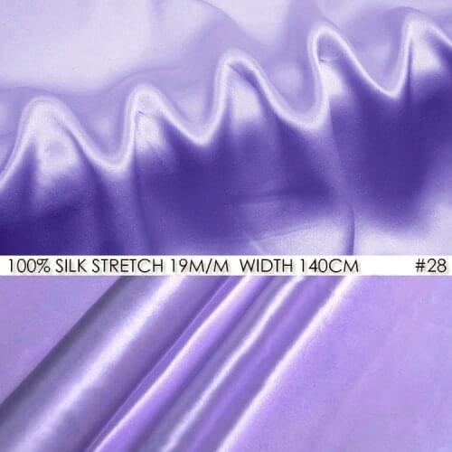 SILK STRETCH SATIN 140cm width 19momme/Pure Silk Stretch Fabric Fashion Fabric Wedding Dress Silk Dress Fabric NO 28 Violet