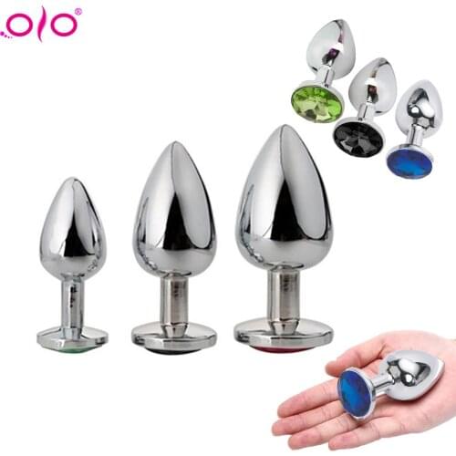 OLO 3 Size Anal Plug Heart Stainless Steel Crystal Anal Plug Removable Butt Plug Stimulator Anal Sex Toy Prostate Massager Dildo