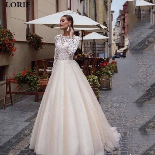 LORIE Boho Wedding Dress Long Sleeve Vestidos de novia A Line Bridal Dress Romantic Corset Wedding Gowns