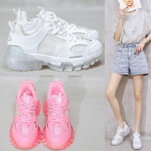 Daddy shoes womens shoes mesh breathable non-slip wear-resistant lace-up jelly bottom casual sports running shoes sandals X846