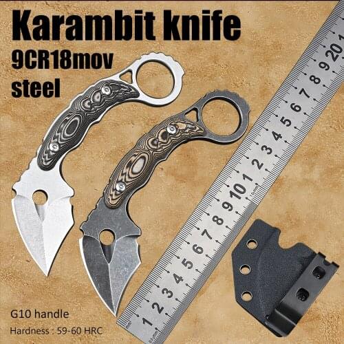 Outdoor utility tactical fixed blade knife G10 handle karambit knife camping survival hunting knife edc tools