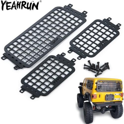YEAHRUN 3PCS Metal Stereoscopic Window Mesh Protective Net with Screws for 1:24 Axial SCX24 AXI00002 RC Car Decoration Parts