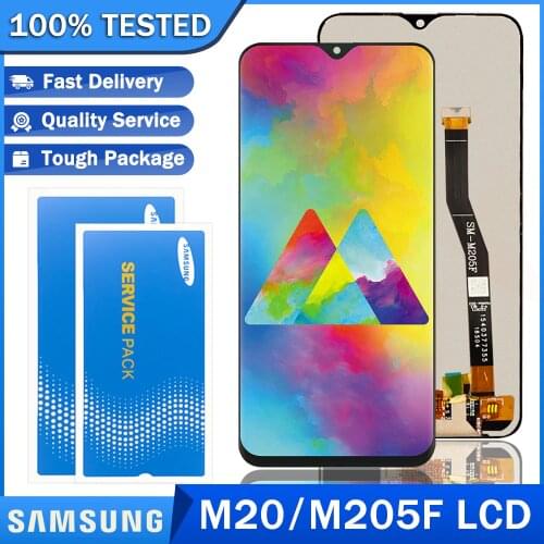 100% Original Dynamic AMOLED LCD Display Touch Screen Digitizer for Samsung Galaxy M20 M205 SM-M205F/DS Repair Parts