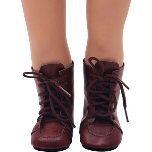 18 Inch Girls Doll Dark Brown Martin Boot American Newborn Shoe Baby Toys Fit 43 Cm Baby Dolls s104