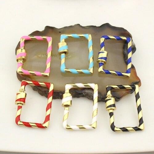 20*20mm10pcs/lotNew style enamel cz clasp charm,colorful rectangle lobster close,diy necklace/bracelet/earring jewelry wholesale