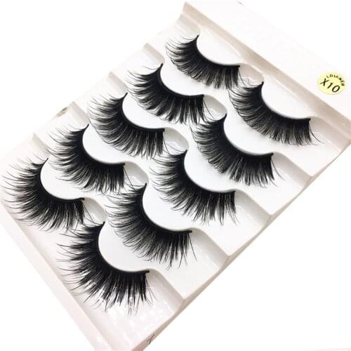5 Pairs 3d Mink Hair Soft False Eyelashes Fluffy Wispy Thick Lashes Handmade Soft Eyes Make Up Long Natural Extension Tools