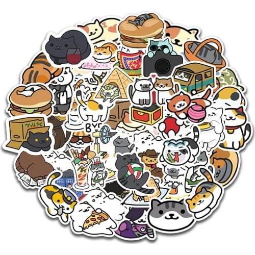50 Pcs Cute Cats Animal Graffiti Sticker Mixed Style Toys For Suitcase Laptop Bike Luggage Car Scooter Skateboard Sticker