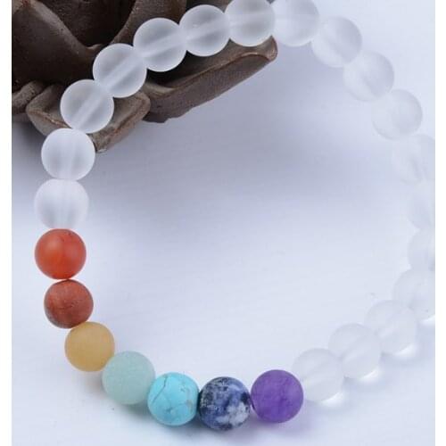 8mm y6ugh5 adjusted white crystal glass Bracelet Stone bead women Chakra Healing Balance Reiki Buddha Prayer Yoga