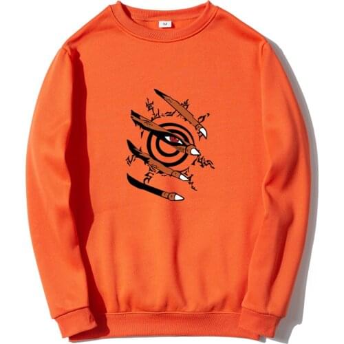 Harajuku Anime Clothes Tracksuit Men Kurama Ninjutsu Print Mens Hoodie Sweatshirt Casual Crewneck Oversized Street Sweatshirts