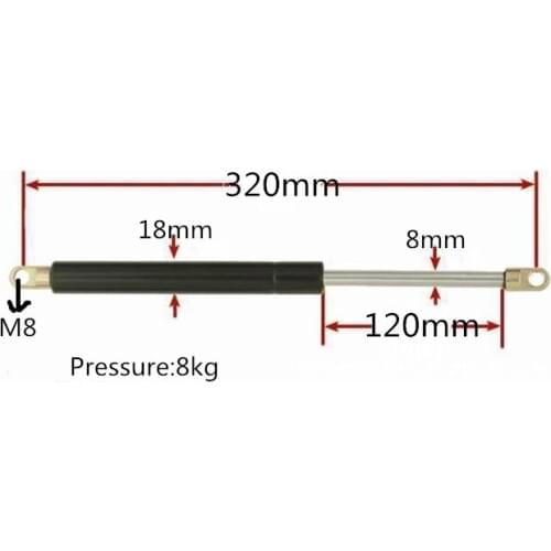 Automotive 120mm Stroke 8Kg 17.6lb Force Ball Gas Strut Shock Spring Lift Prop M8 Hole Diameter Gas Spring