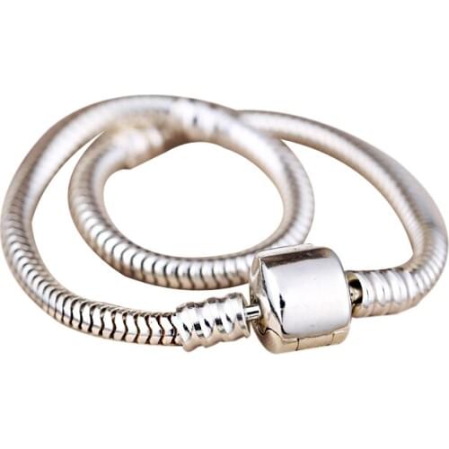 180MM S925 sterling silver beads stringed basic snake bone bracelet diameter 3mm