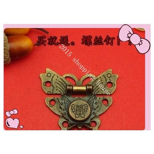 Butterfly wooden box buckle wooden jewelry box jewelry box lock hasp lock hardware accessories