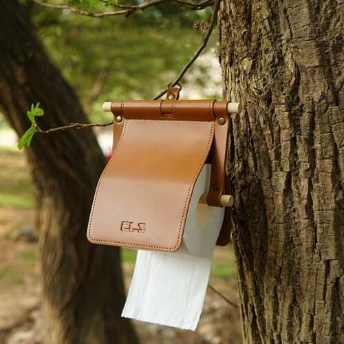 17x20CM Tissue Hanging Holder PU Waterproof Material Round Toilet Paper Hook Holder Case For Camping Home Bathroom Kitchen