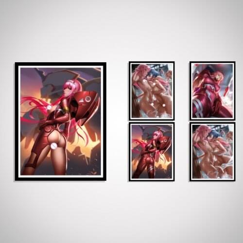 DITF Sexy Nude Girl Darling In The Franxx Zero Two Game Kawaii Anime Cartoon Poster Prints Wall Home Decoration Room Decor