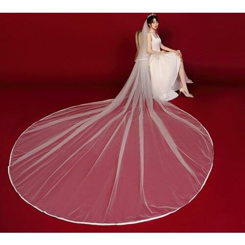 Eastalley Ribbon Edge Wedding Veils Tulle Two Layer Long Bridal Party Veils Wedding Accessories Velo Para Novia Velo De Novia