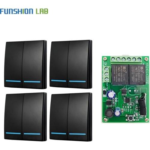 FUNSHION 433Mhz RF Remote Control Switch DC 5V 12V 24V Receiver 86 Wall Panel 2 button DIY Bedroom Lamp Wireless smart Light