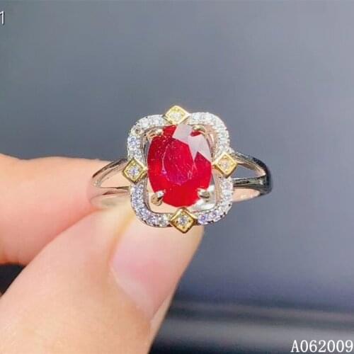 KJJEAXCMY fine jewelry 925 sterling silver inlaid natural ruby ring luxury girls ring support test
