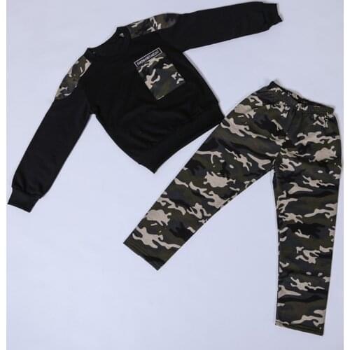 2Pcs Kids Boys Spring Casual Running Exercise Suit Tracksuits Sportswear Round Neck Long Sleeve T-shirt+Pants Sport Clothes Sets