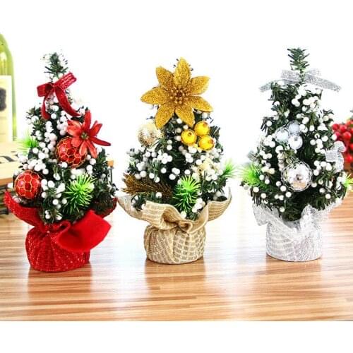 20cm Small Christmas Tree New Year for Home Decor Ornaments Artificial Festival Mini White Xmas Tree Miniature Table Decorations