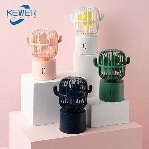 KEWER Cactus Mini Fan Portable Desktop Head-Shaking Fan Silent Home Office Table Appliances Fans USB Rechargeable 2400mAH