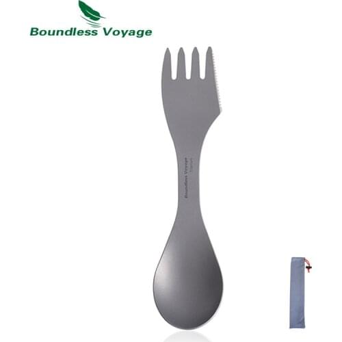 Boundless Voyage Titanium 3 in 1 Fork Spoon Spork Knife Set Outdoor Dual-purpose Tableware Cutlery 1.2mm Thicken Ti1515B