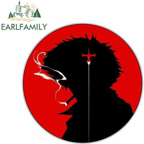 EARLFAMILY 13cm x 12.9cm for Cowboy Bebop Spike Circle Logo Funny Car Stickers Vinyl Graphics JDM RV VAN Fine Decal Accessories