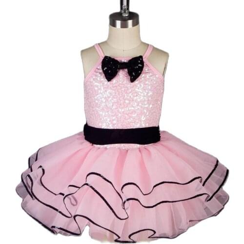 19008 Dance Favourite New Kids Ballet Tutu Stage Costumes Pink Sequin Spandex Top Tutu Dancewear Girl Ballet Tutu