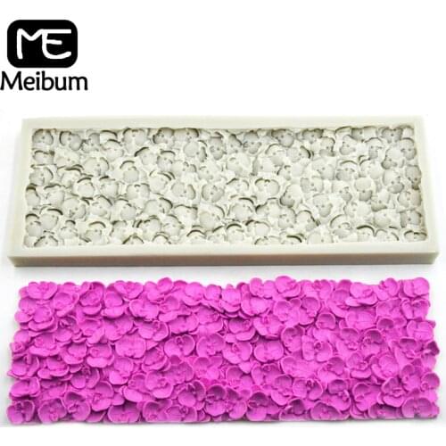 Meibum New Orchid Petal Phalaenopsis Border Decorate Silicone Fondant Cake Mold Wedding Birthday Pastry Paste Sugar Craft Mould
