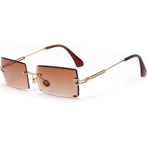 New hot sale square rimless sunglasses women 2021 retro fashion sunglasses diamond cut transparent men women glasses uv400