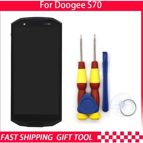 New Original Touch Screen LCD Display For Doogee S70/S70lite Digitizer Assembly With Frame Replacement Parts+Disassemble Tool
