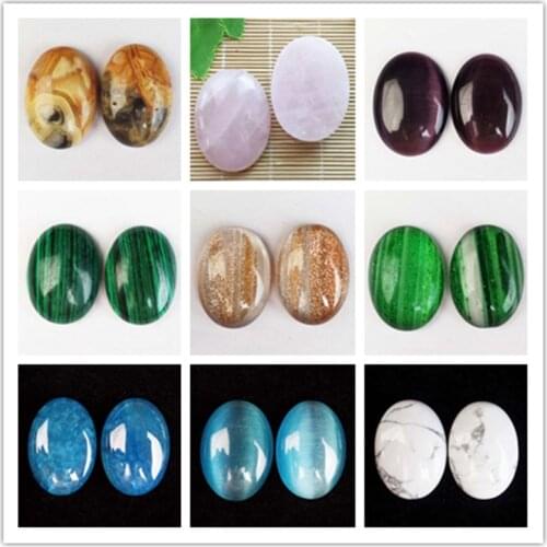 2Pcs A+ Beautiful Mixed stone Oval CAB CABOCHON 25x18x7mm