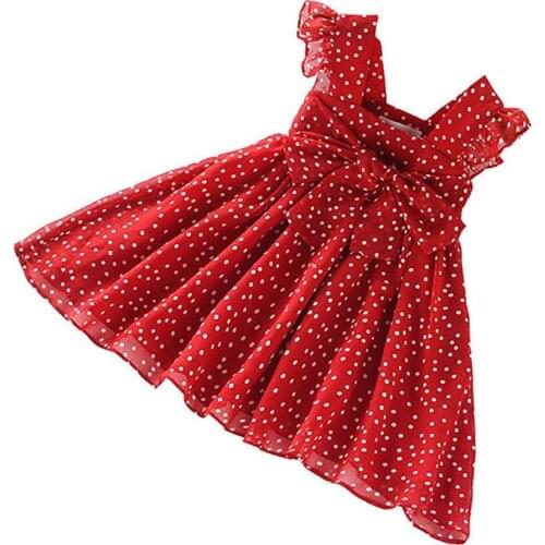 Girls' Dresses Summer New Girls Polka Dot Sleeveless Dresses Girls Princess Dresses