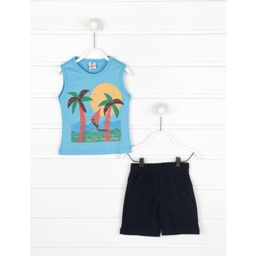 Blue Summer Male Child 2 li Suit