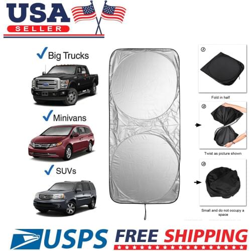 Car Front Window Sun Shade Visor Strong Cloth With UV Coating Folding Auto Windshield Block Cover Protector​ For Outdoor Parking