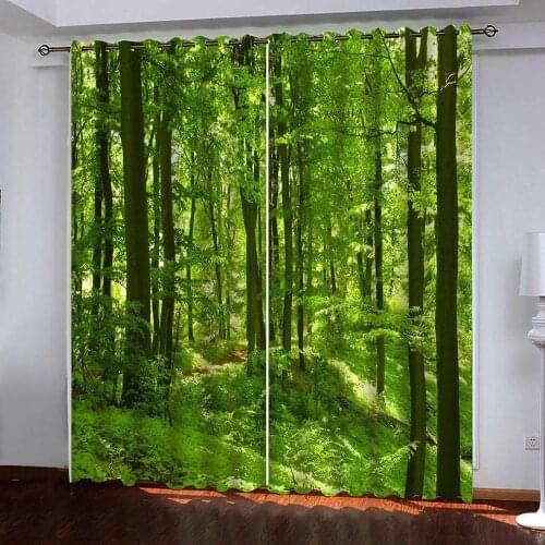 Green nature forest Custom blackout curtains for living room bedroom kitchen 3d curtains window home goods curtain