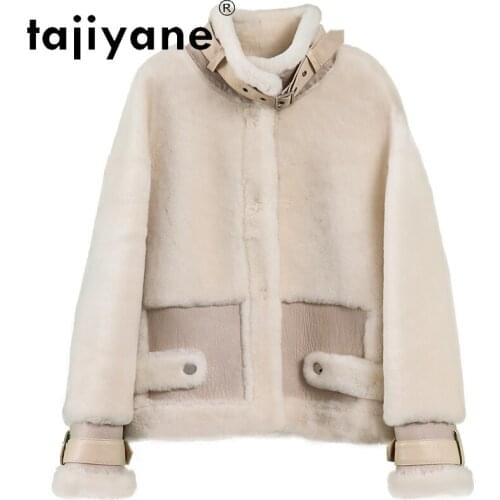 Tajiyane 2020 Winter Coats for Women Natural Wool Jackets Woman Real Sheepskin Coats Biker Female Clothes Mujer Parkas TN1402