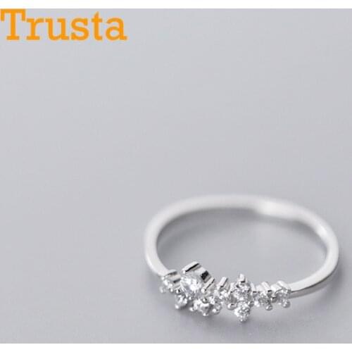 Trustdavis Minimalist 925 Sterling Silver Sweet Geometric Irregular Dazzling CZ Finger Ring For Women S925 Ring Jewelry DA1028