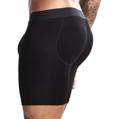 JOCKMAILBoxer Long Homme BacK Up Underwear Mens Hip-Up Cotton Padded Enhancing Butt Boxer Shorts Trunk Ropa Interior Hombre