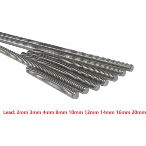 304 stainless steel T10 screw length 200mm lead 2mm 3mm 4mm 8mm 10mm 12mm trapezoidal spindle screw 1pcs